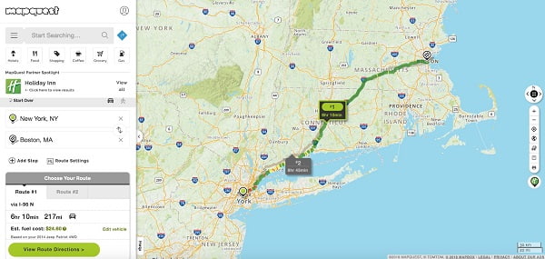 plan delivery route with mapquest